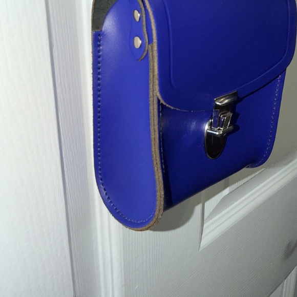 The Cambridge Satchel Company Mini Push Lock Leather Shoulder Bag Royal Blue - Picture 3 of 7
